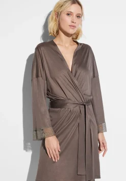 Femme Zimmerli Silk DreamsRobe de chambre courte - olive brown