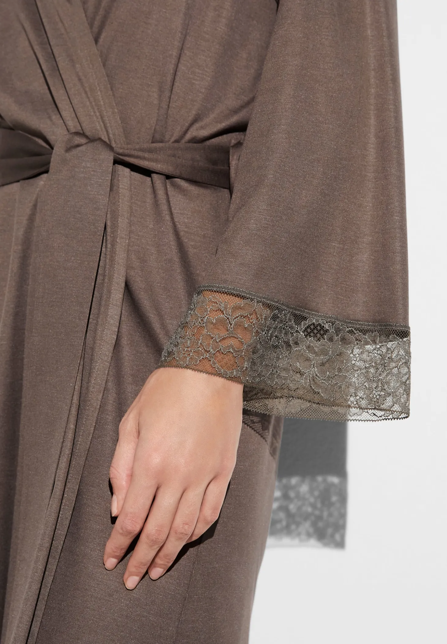 Femme Zimmerli Silk DreamsRobe de chambre courte - olive brown