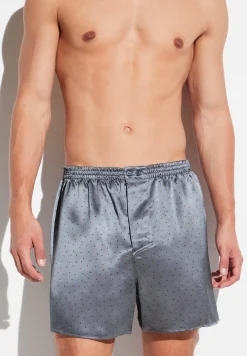 Homme Zimmerli Silk NightwearBoxer Shorts - brown dots