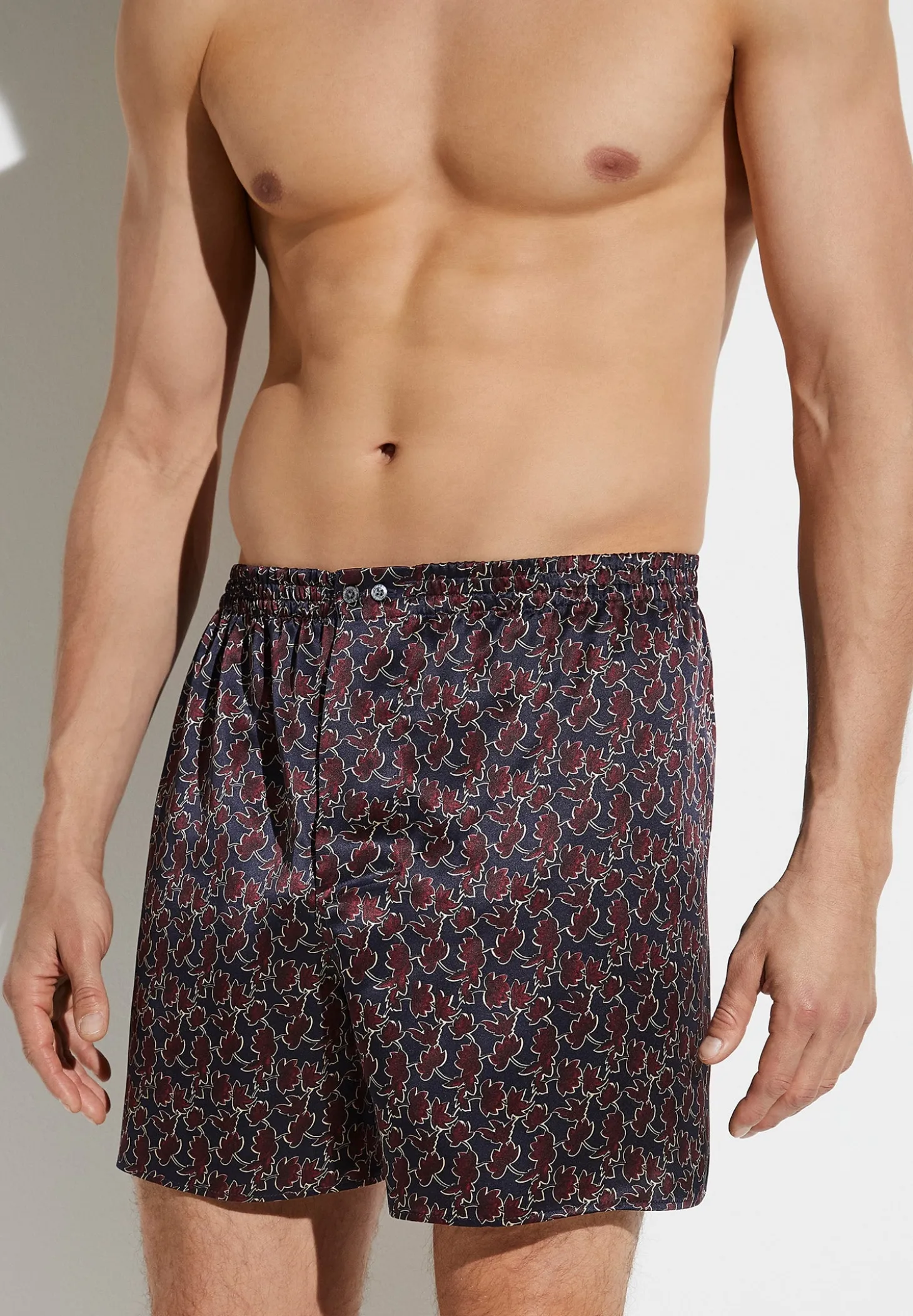 Homme Zimmerli Silk NightwearBoxer Shorts - leaves