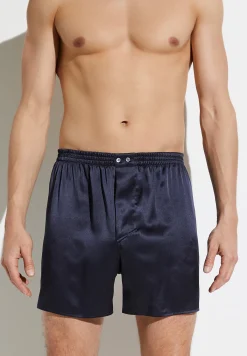 Homme Zimmerli Silk NightwearBoxer Shorts - navy