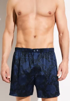 Homme Zimmerli Silk NightwearBoxer Shorts - paisley dark blue