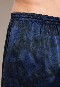 Homme Zimmerli Silk NightwearBoxer Shorts - paisley dark blue