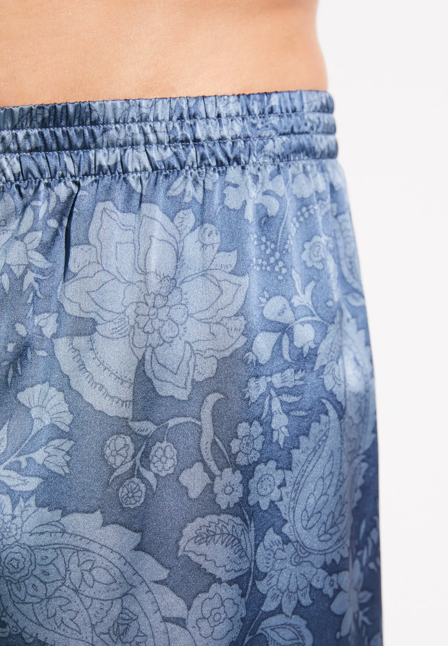 Homme Zimmerli Silk NightwearBoxer Shorts - paisley blue