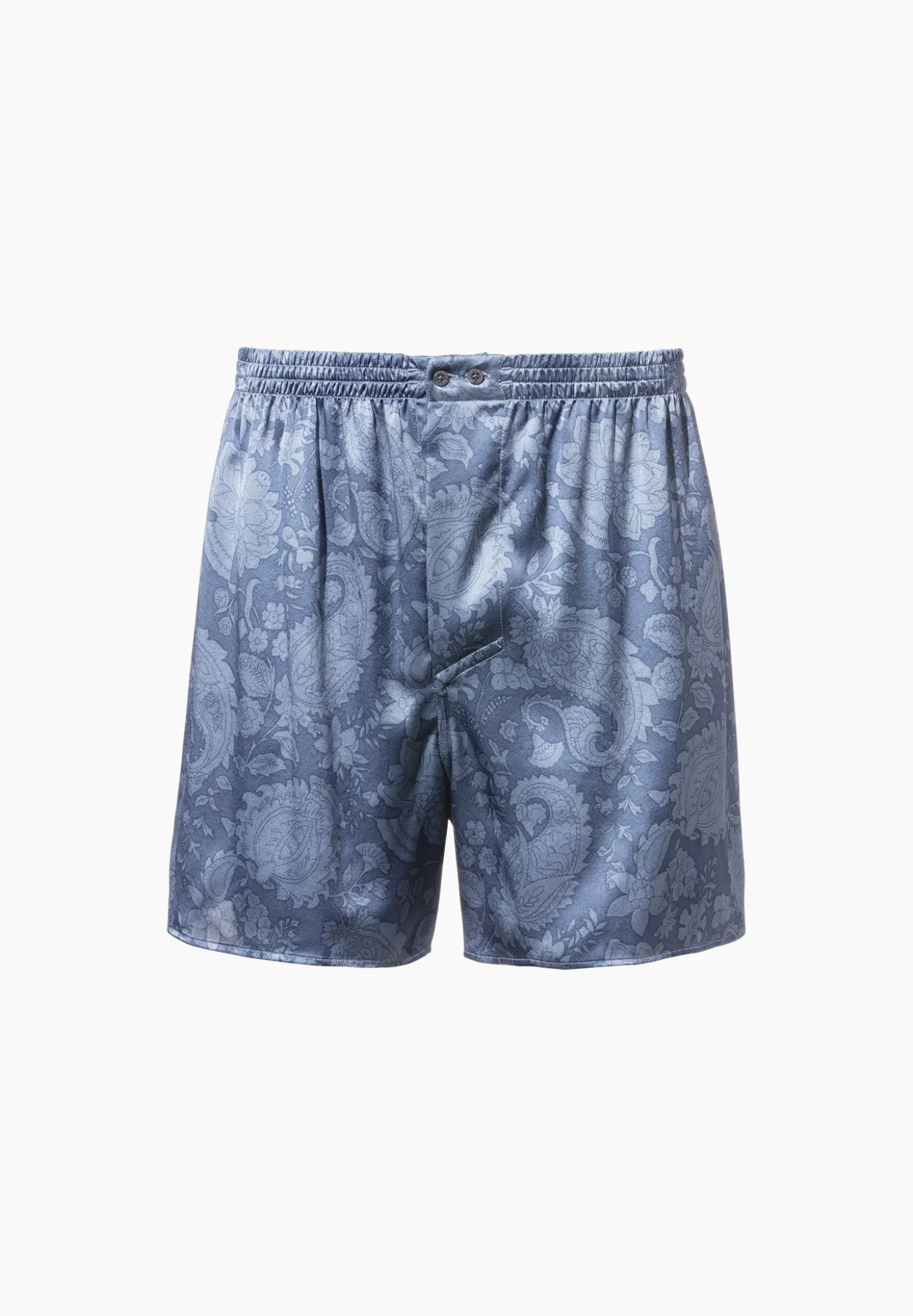 Homme Zimmerli Silk NightwearBoxer Shorts - paisley blue