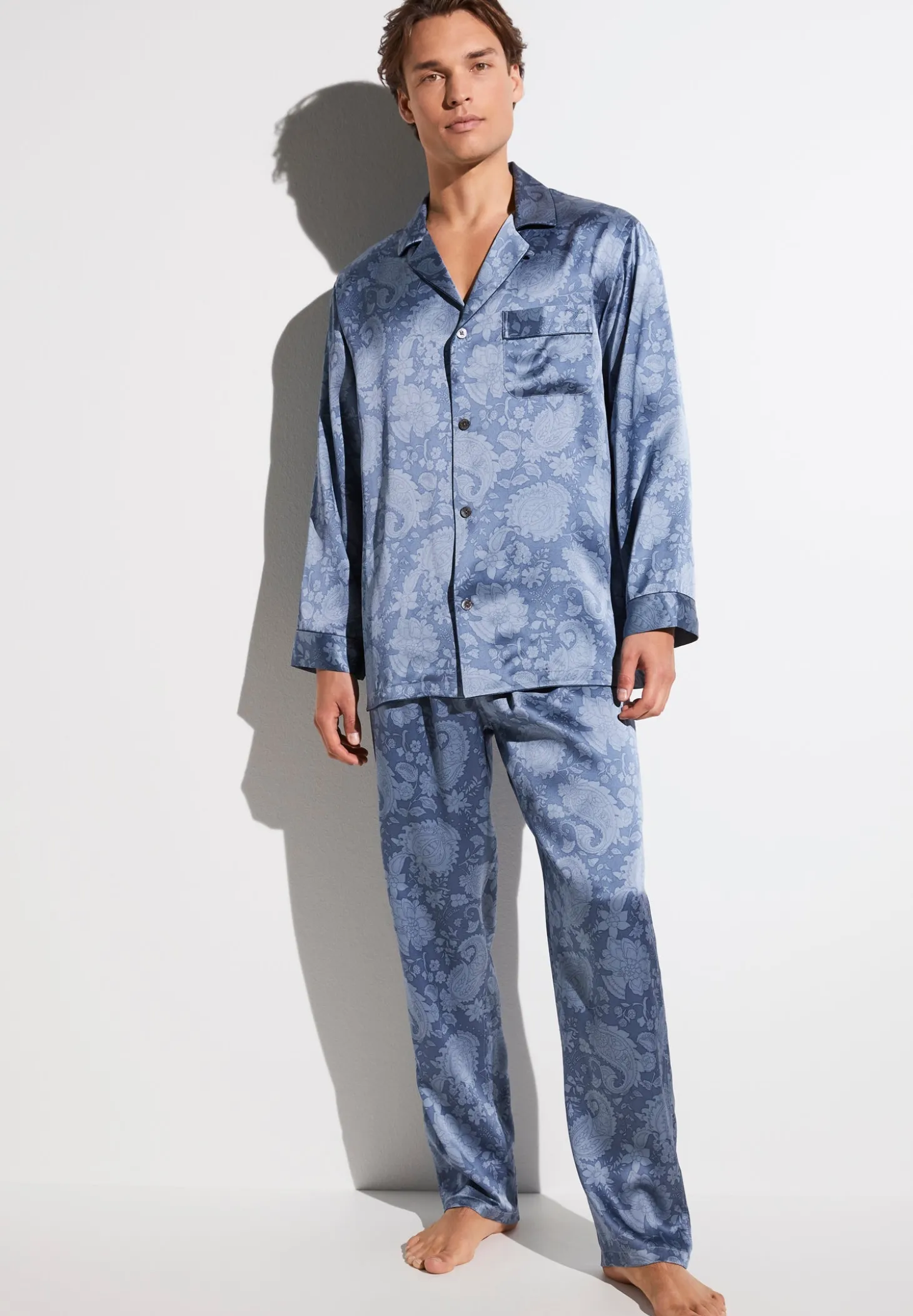 Homme Zimmerli Silk NightwearPyjama longues - paisley blue