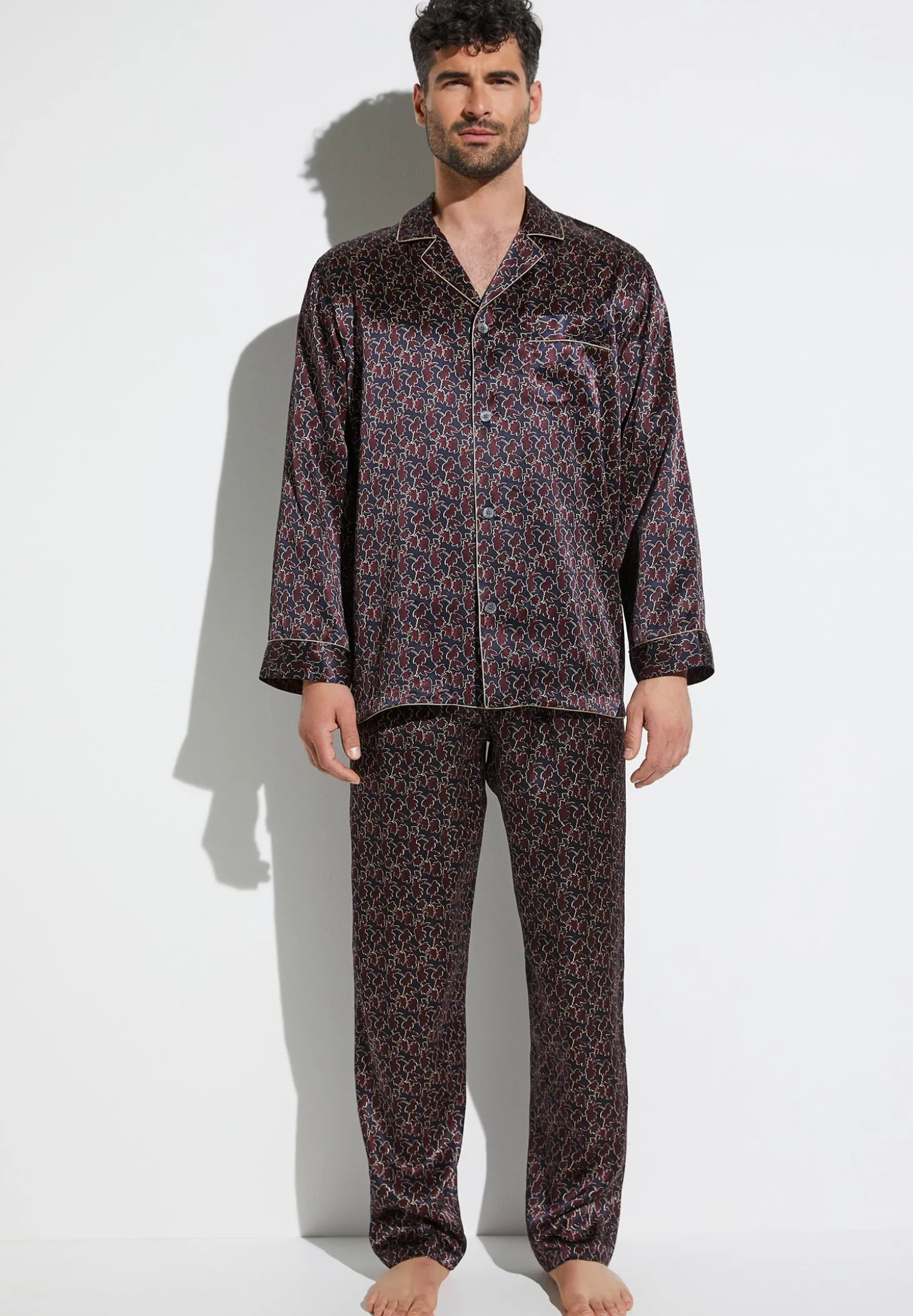 Homme Zimmerli Silk NightwearPyjama longues - leaves