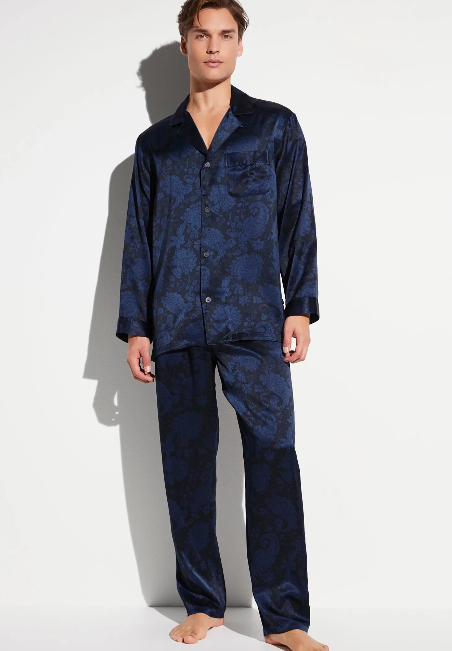 Homme Zimmerli Silk NightwearPyjama longues - paisley dark blue