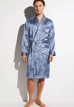 Homme Zimmerli Silk NightwearRobe de chambre longue - paisley blue
