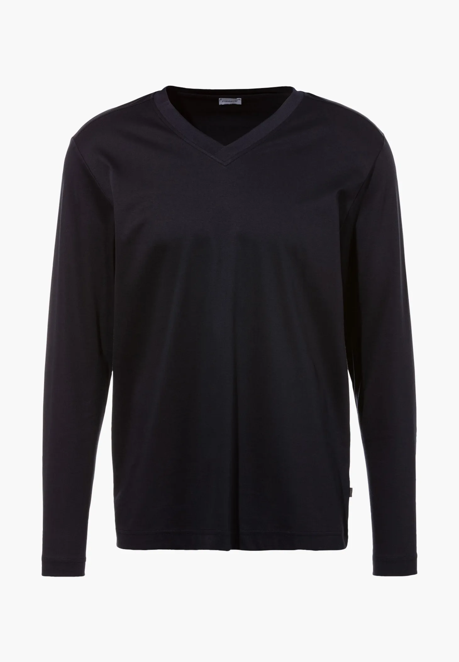 Homme Zimmerli Supreme Green CottonT-Shirt à manches longues col en V - navy