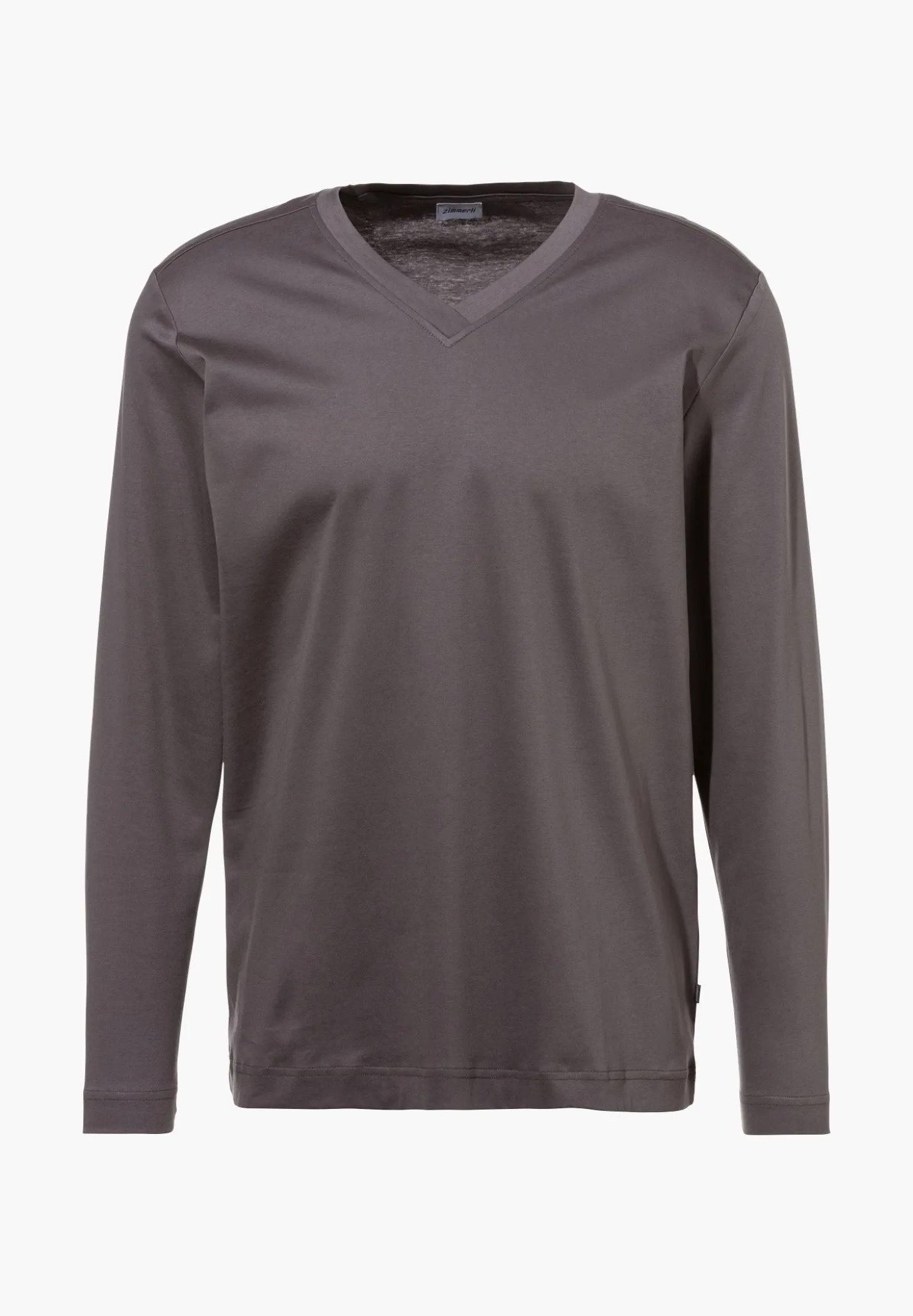 Homme Zimmerli Supreme Green CottonT-Shirt à manches longues col en V - grey