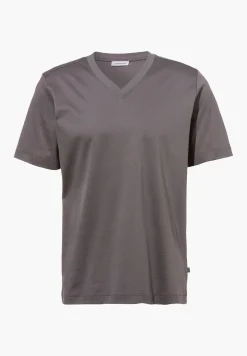 Homme Zimmerli Supreme Green CottonT-Shirt à manches courtes col en V - grey