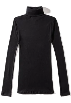 Femme Zimmerli Wool & SilkCol roulé à manches longues - black