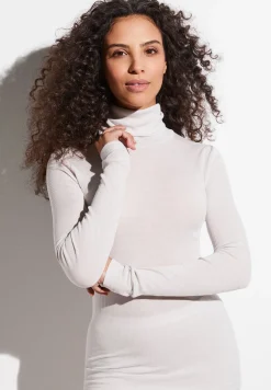 Femme Zimmerli Wool & SilkCol roulé à manches longues - dove