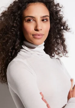 Femme Zimmerli Wool & SilkCol roulé à manches longues - dove
