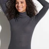 Femme Zimmerli Wool & SilkCol roulé à manches longues - anthrazit