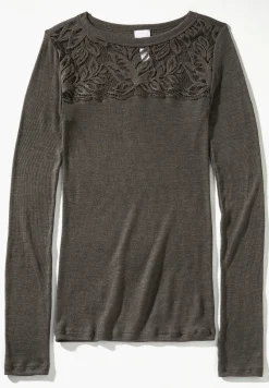 Femme Zimmerli Wool & SilkT-Shirt langarm - black olive