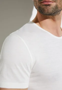 Homme Zimmerli Wool & SilkT-Shirt à manches courtes - écru