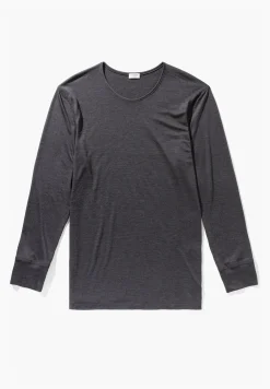 Homme Zimmerli Wool & SilkT-Shirt à manches longues - charcoal