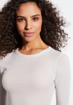 Femme Zimmerli Wool & SilkT-Shirt à manches longues - dove