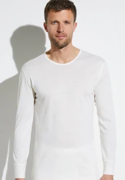 Homme Zimmerli Wool & SilkT-Shirt à manches longues - écru
