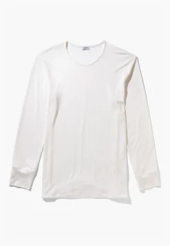 Homme Zimmerli Wool & SilkT-Shirt à manches longues - écru
