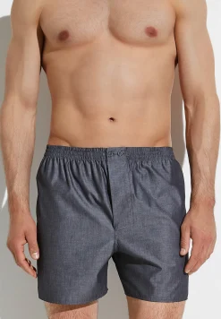 Homme Zimmerli Woven NightwearBoxer Shorts - dark grey mélange