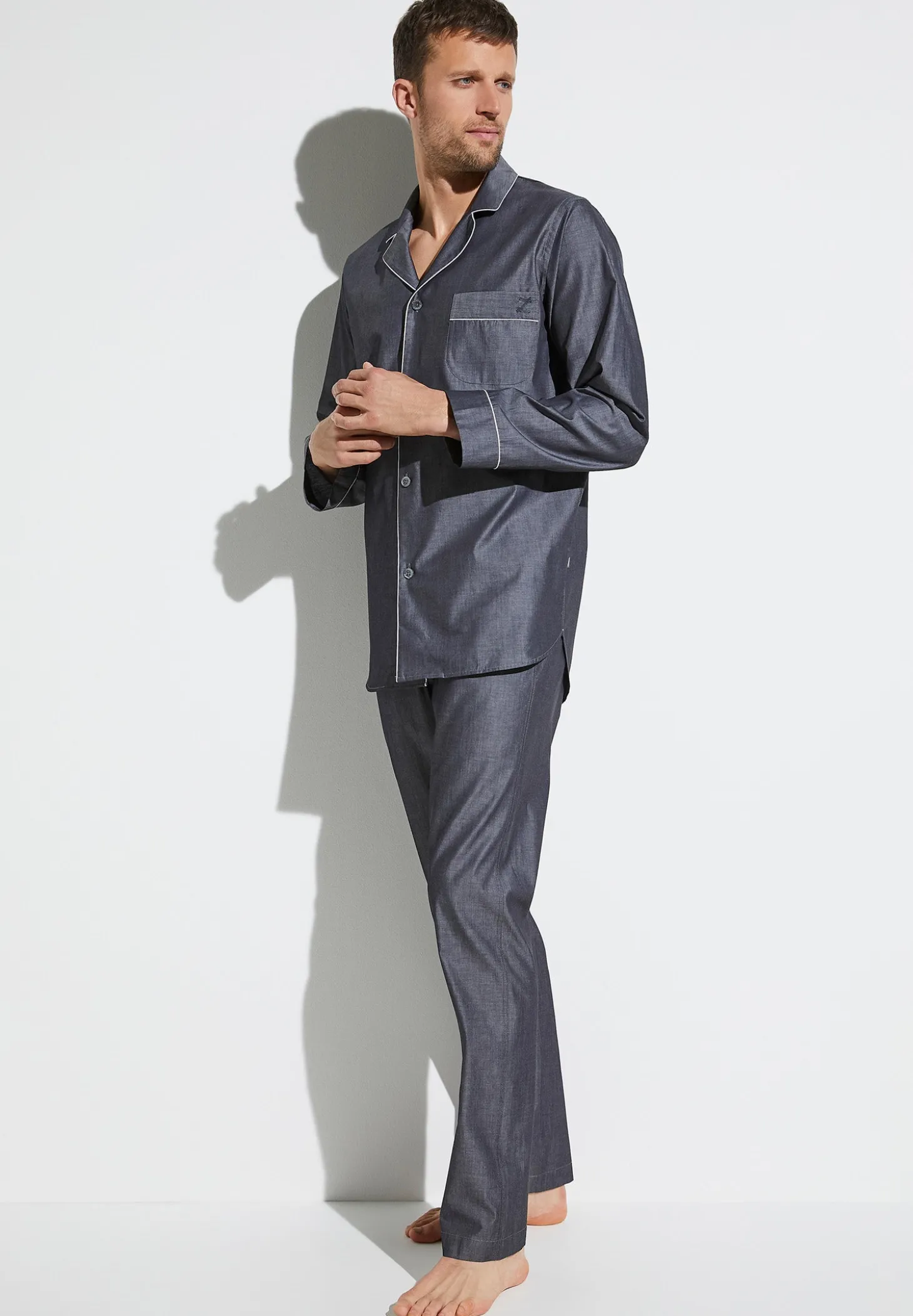 Homme Zimmerli Woven NightwearPyjama longues - dark grey mélange